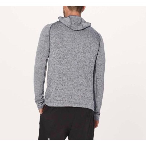 Lululemon Metal Vent Tech Hoodie M Black White Swiftly EUC Men Logo Hood Active - Picture 2 of 8